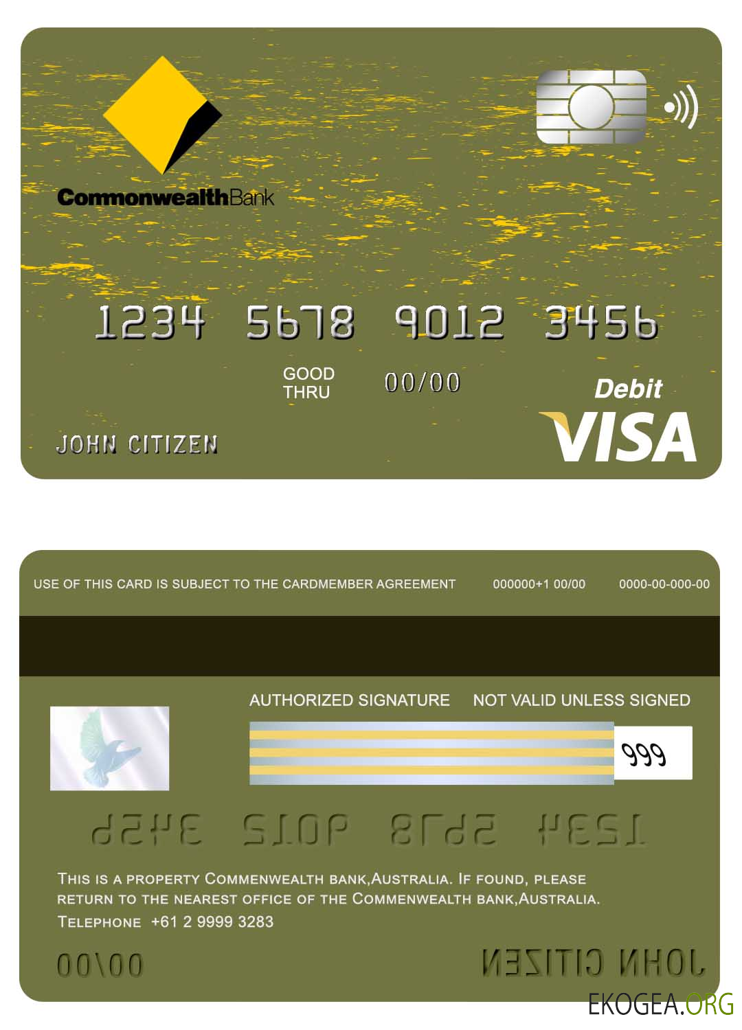 Carte visa bancaire du Commonwealth d'Australie